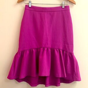 NWT, Ann Taylor 0 Petite, Fuchia Fluted Skirt with Mermaid Hemline